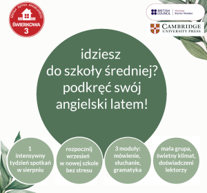 <span>LATO 2023: idziesz do liceum? Podkręć swój angielski latem!</span><i>→</i>